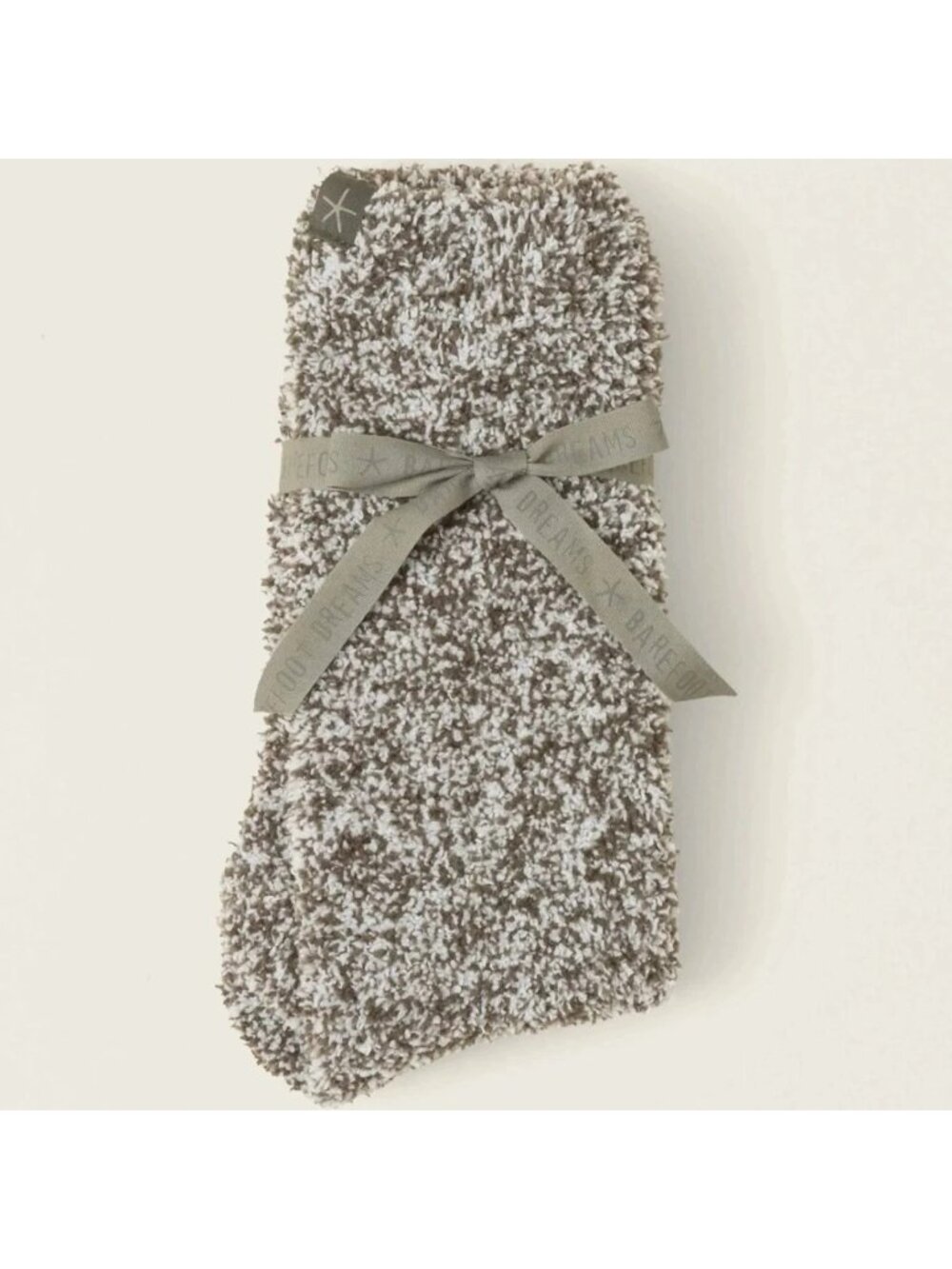New Barefoot Dreams CozyChic Heathered Socks in Olive Branch & White L/XL
